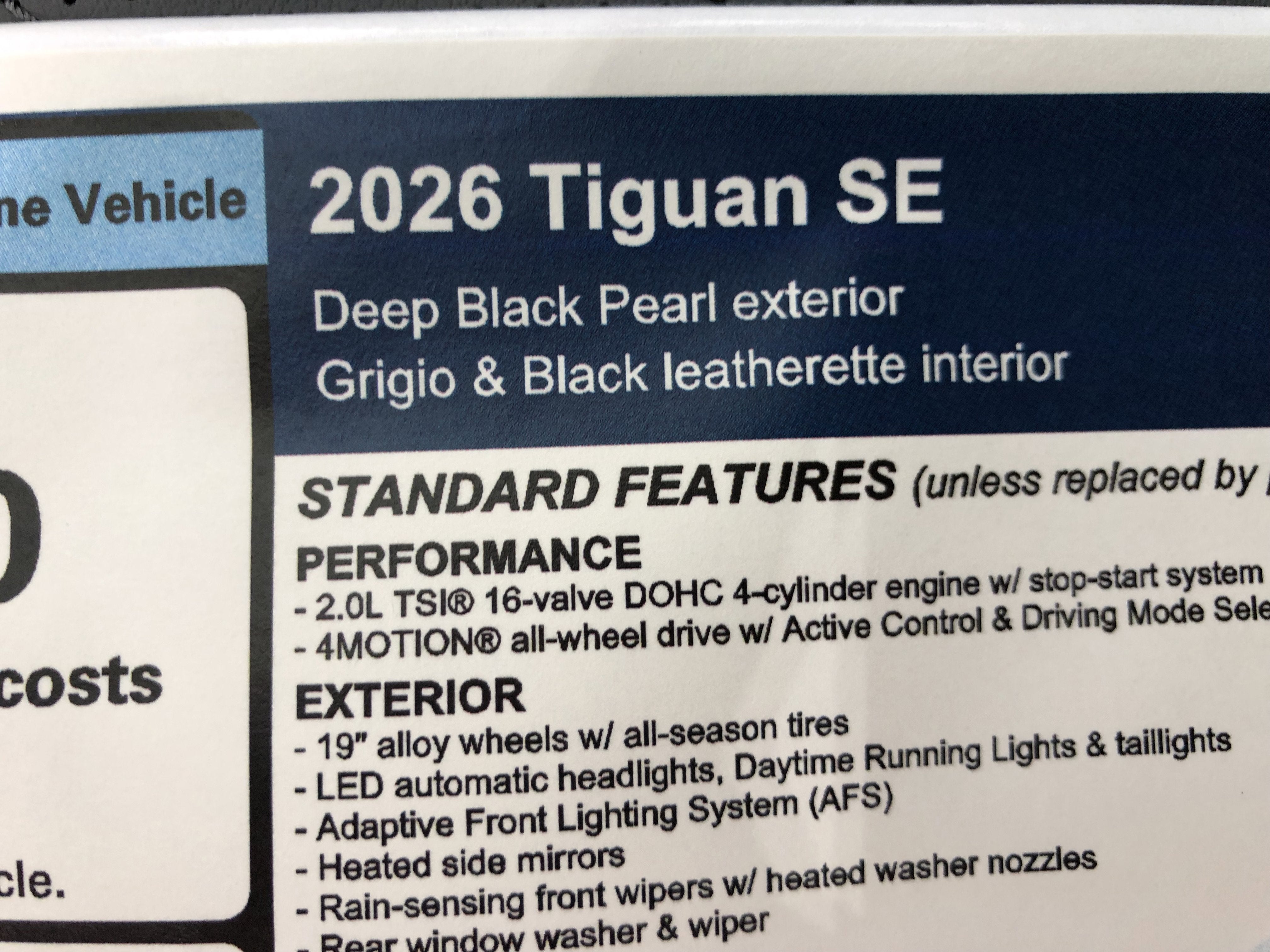 2026 Volkswagen Tiguan SE w/panoramic sunroof