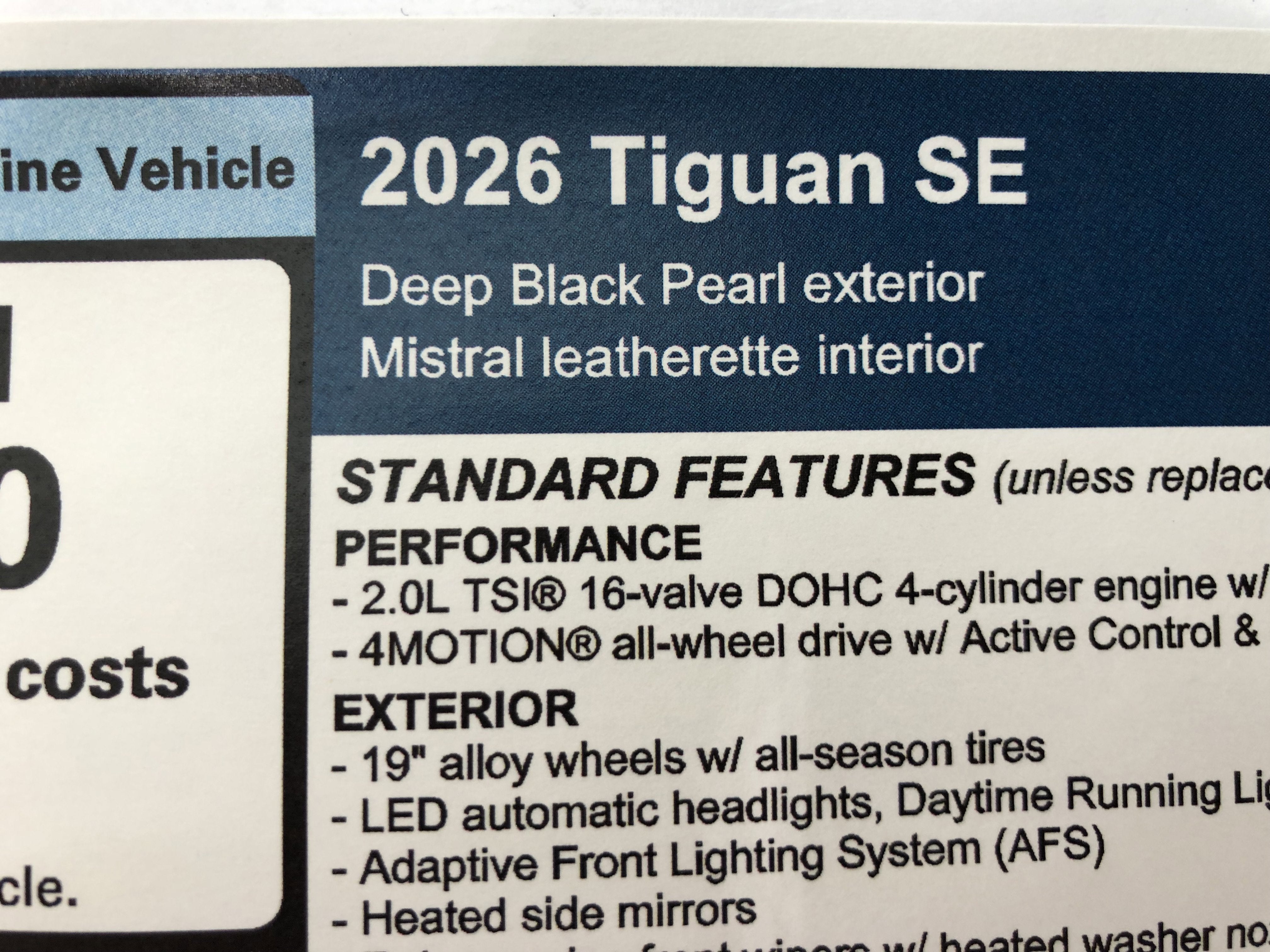 2026 Volkswagen Tiguan SE w/panoramic sunroof