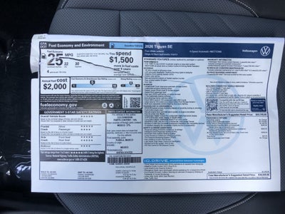 2026 Volkswagen Tiguan SE w/panoramic sunroof