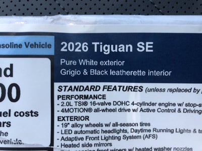 2026 Volkswagen Tiguan SE w/panoramic sunroof