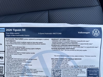 2026 Volkswagen Tiguan SE w/panoramic sunroof