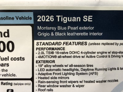 2026 Volkswagen Tiguan SE w/panoramic sunroof