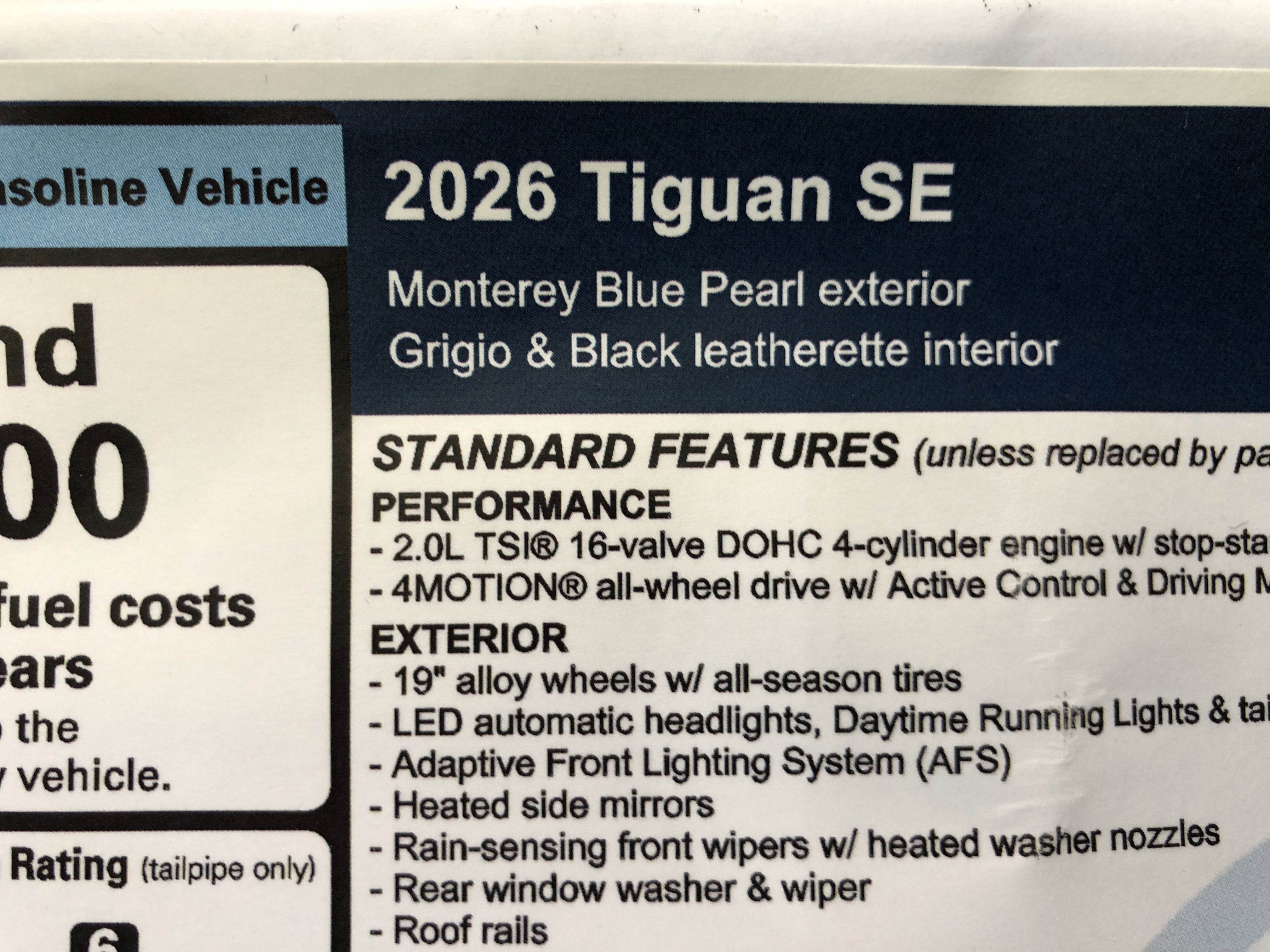 2026 Volkswagen Tiguan SE w/panoramic sunroof