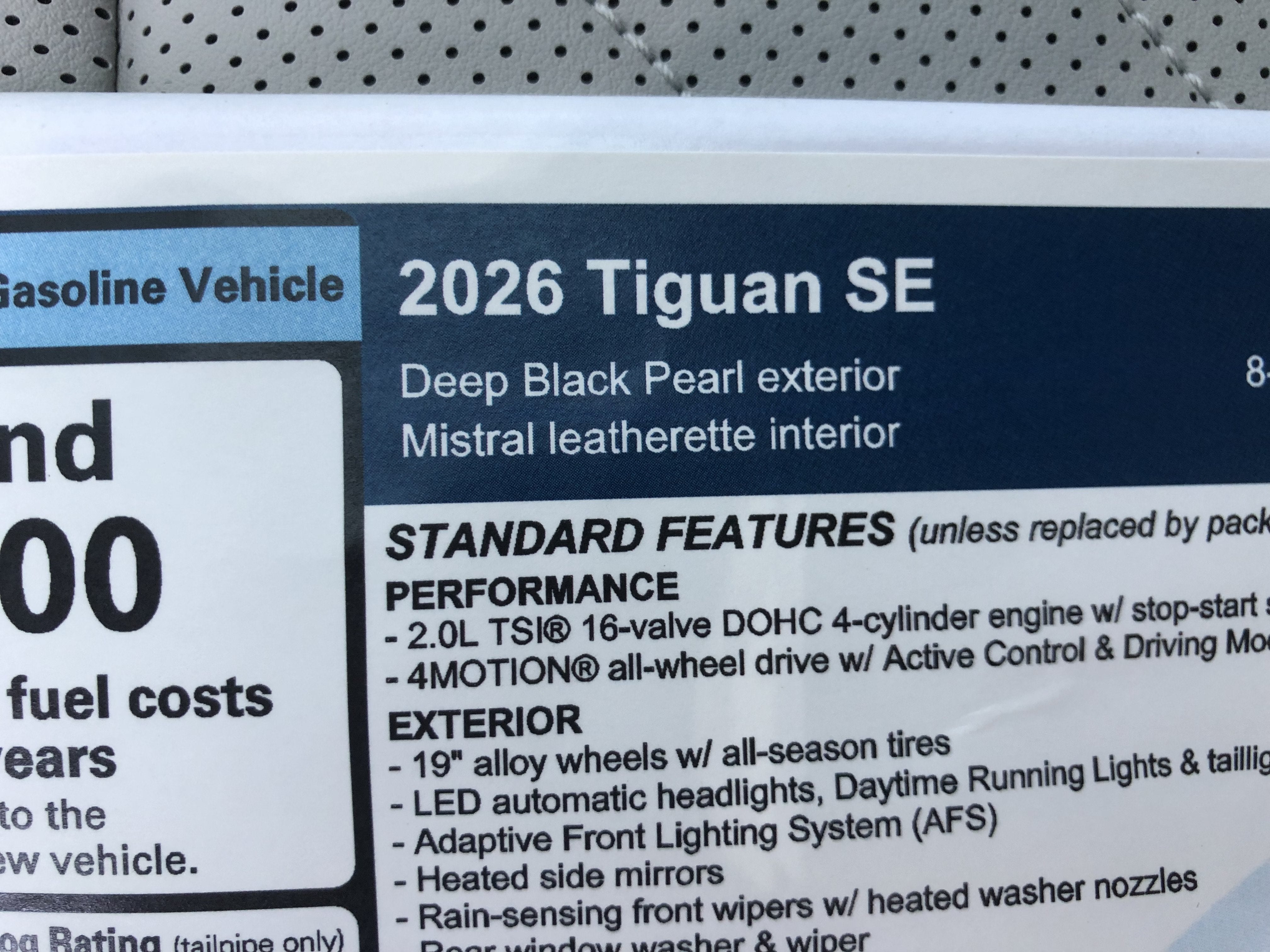 2026 Volkswagen Tiguan SE w/panoramic sunroof