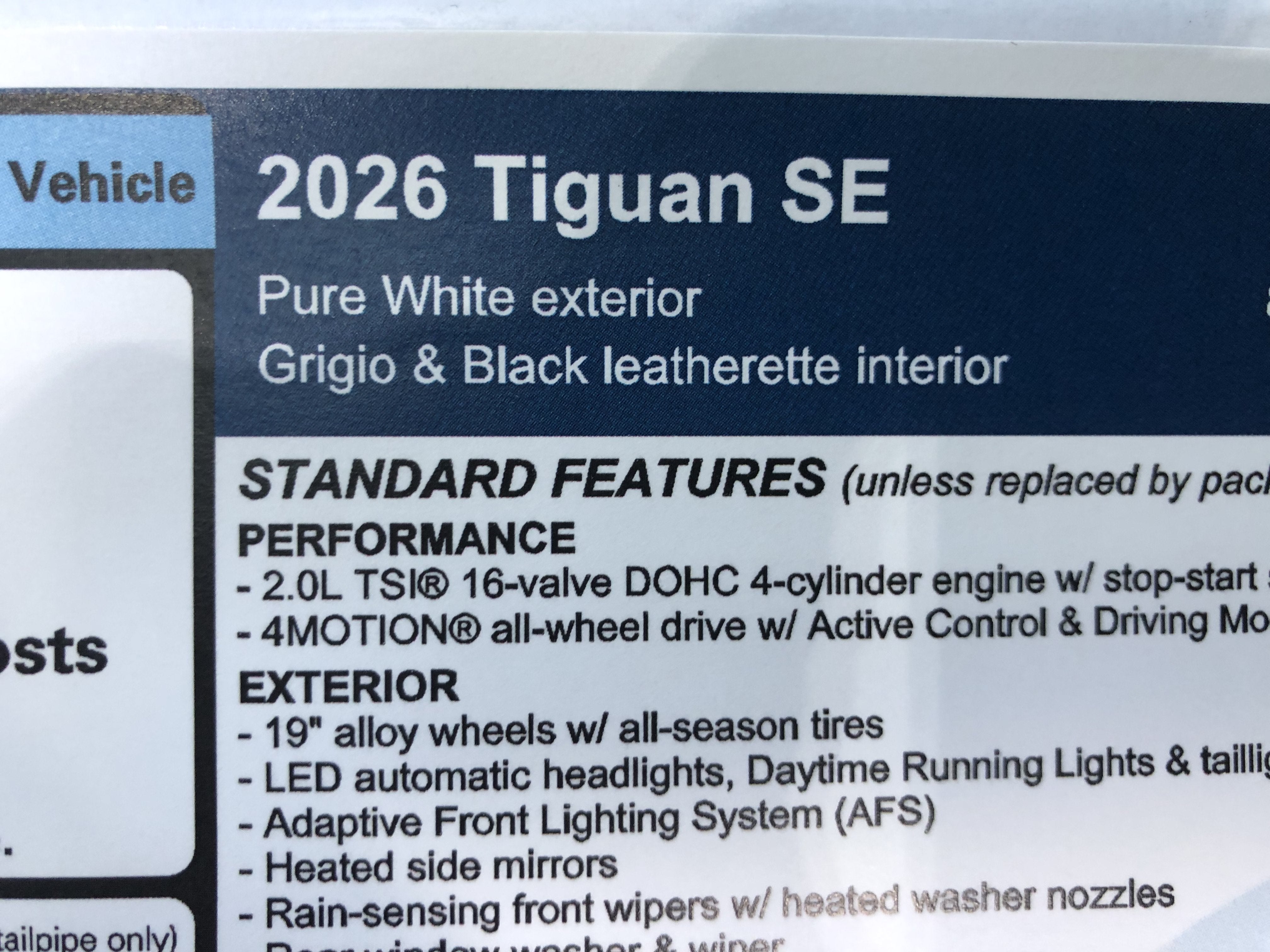 2026 Volkswagen Tiguan SE w/panoramic sunroof