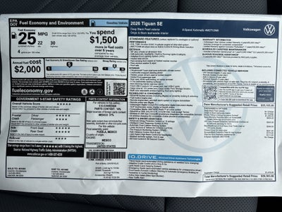 2026 Volkswagen Tiguan SE w/panoramic sunroof
