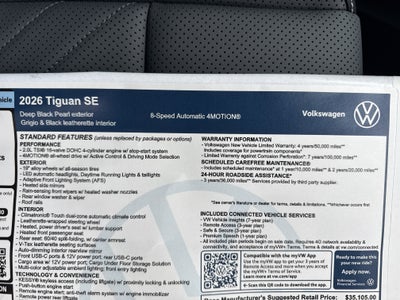 2026 Volkswagen Tiguan SE w/panoramic sunroof