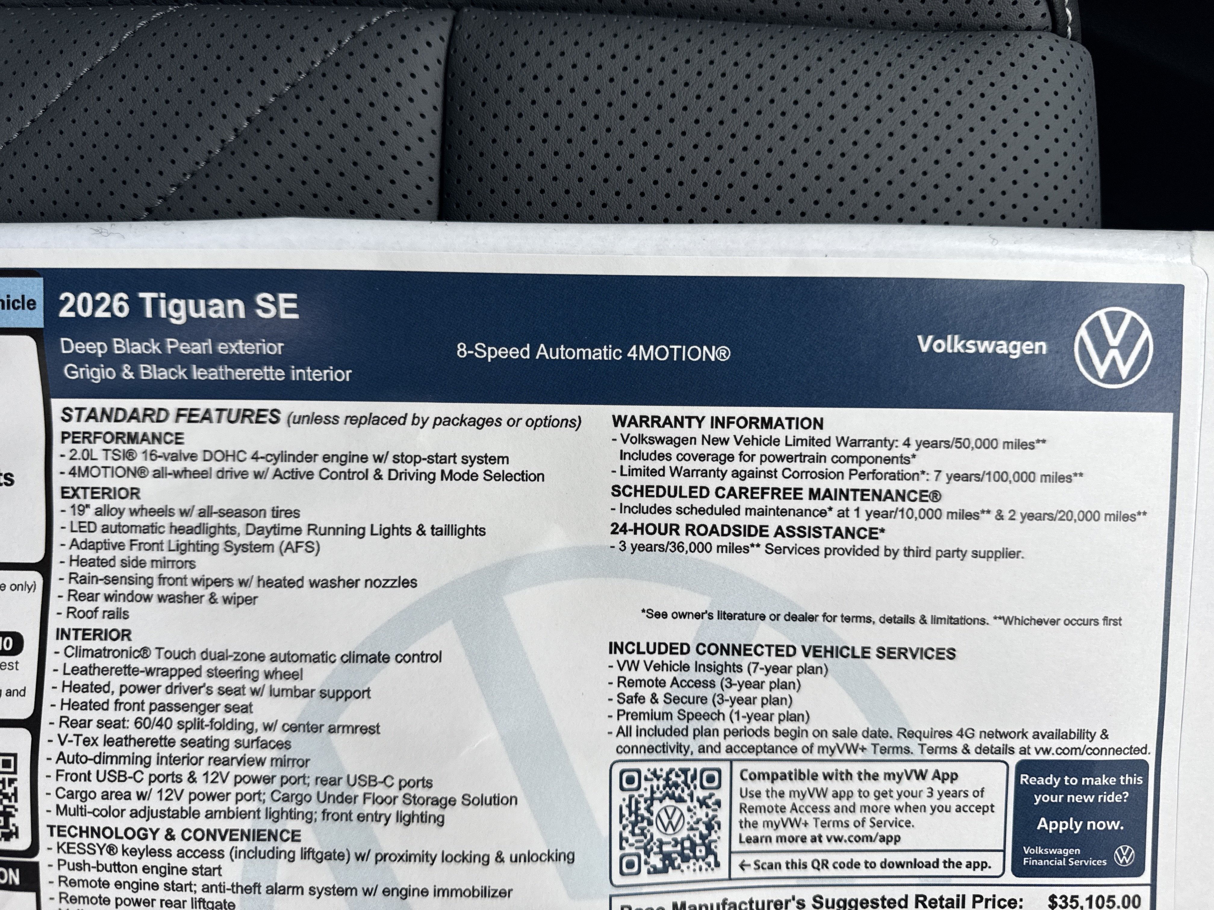 2026 Volkswagen Tiguan SE w/panoramic sunroof