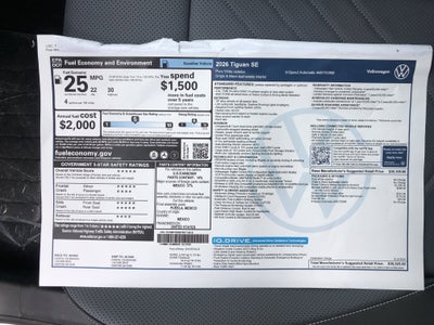 2026 Volkswagen Tiguan SE w/panoramic sunroof