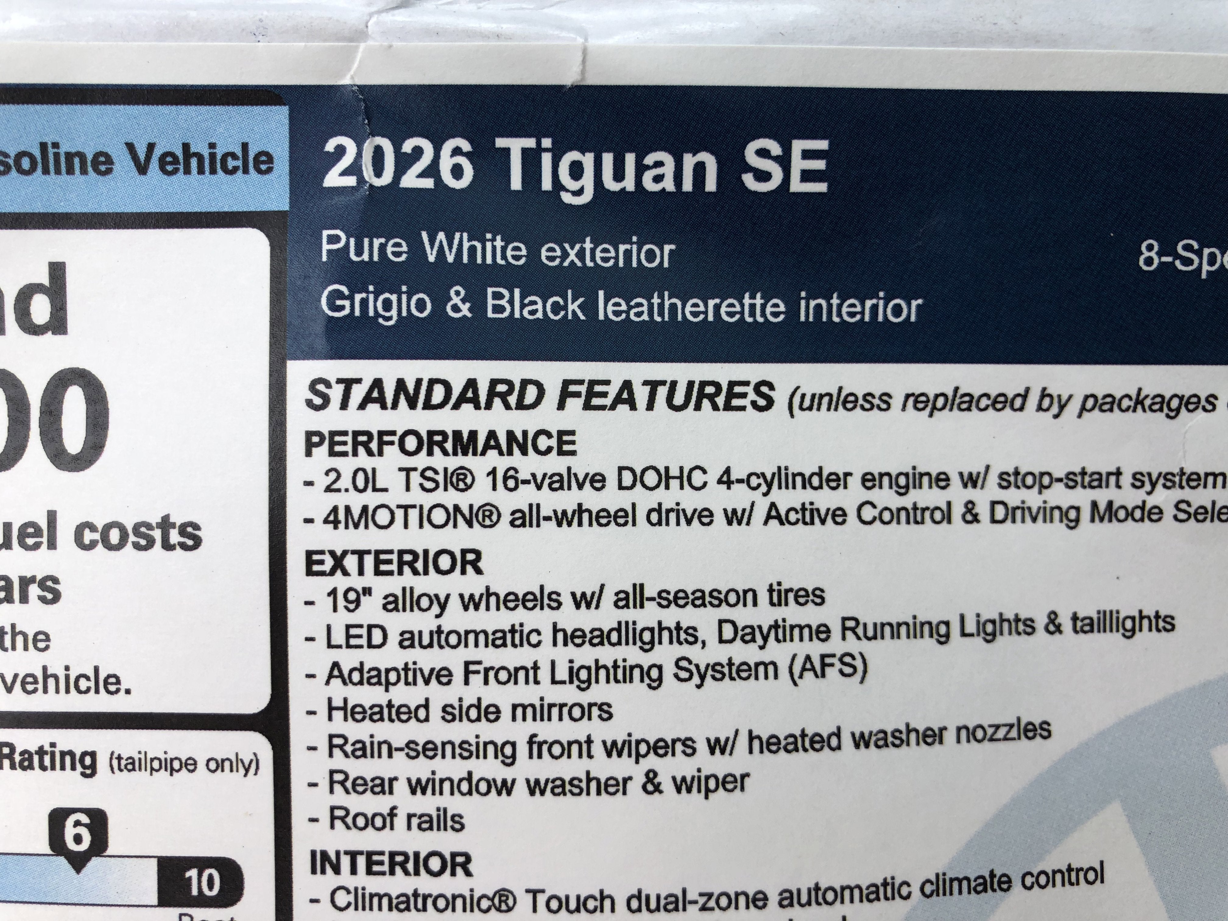 2026 Volkswagen Tiguan SE w/panoramic sunroof