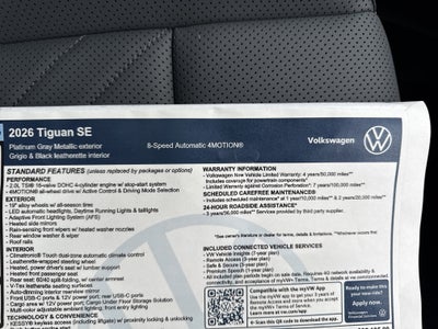 2026 Volkswagen Tiguan SE w/panoramic sunroof