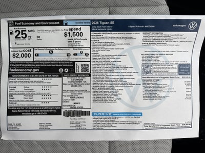 2026 Volkswagen Tiguan SE w/panoramic sunroof