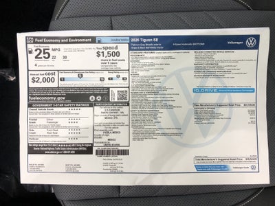 2026 Volkswagen Tiguan SE w/panoramic sunroof