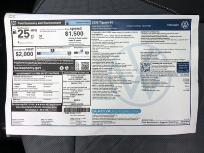 2026 Volkswagen Tiguan SE w/panoramic sunroof