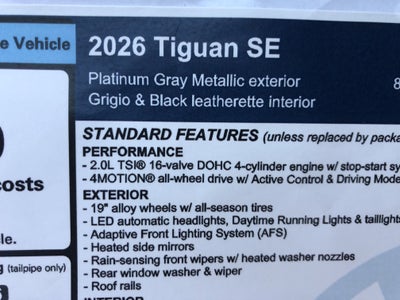 2026 Volkswagen Tiguan SE w/panoramic sunroof