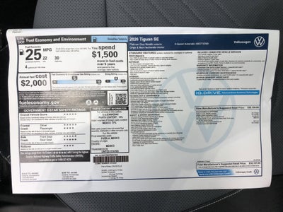 2026 Volkswagen Tiguan SE w/panoramic sunroof