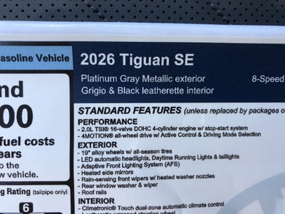 2026 Volkswagen Tiguan SE w/panoramic sunroof