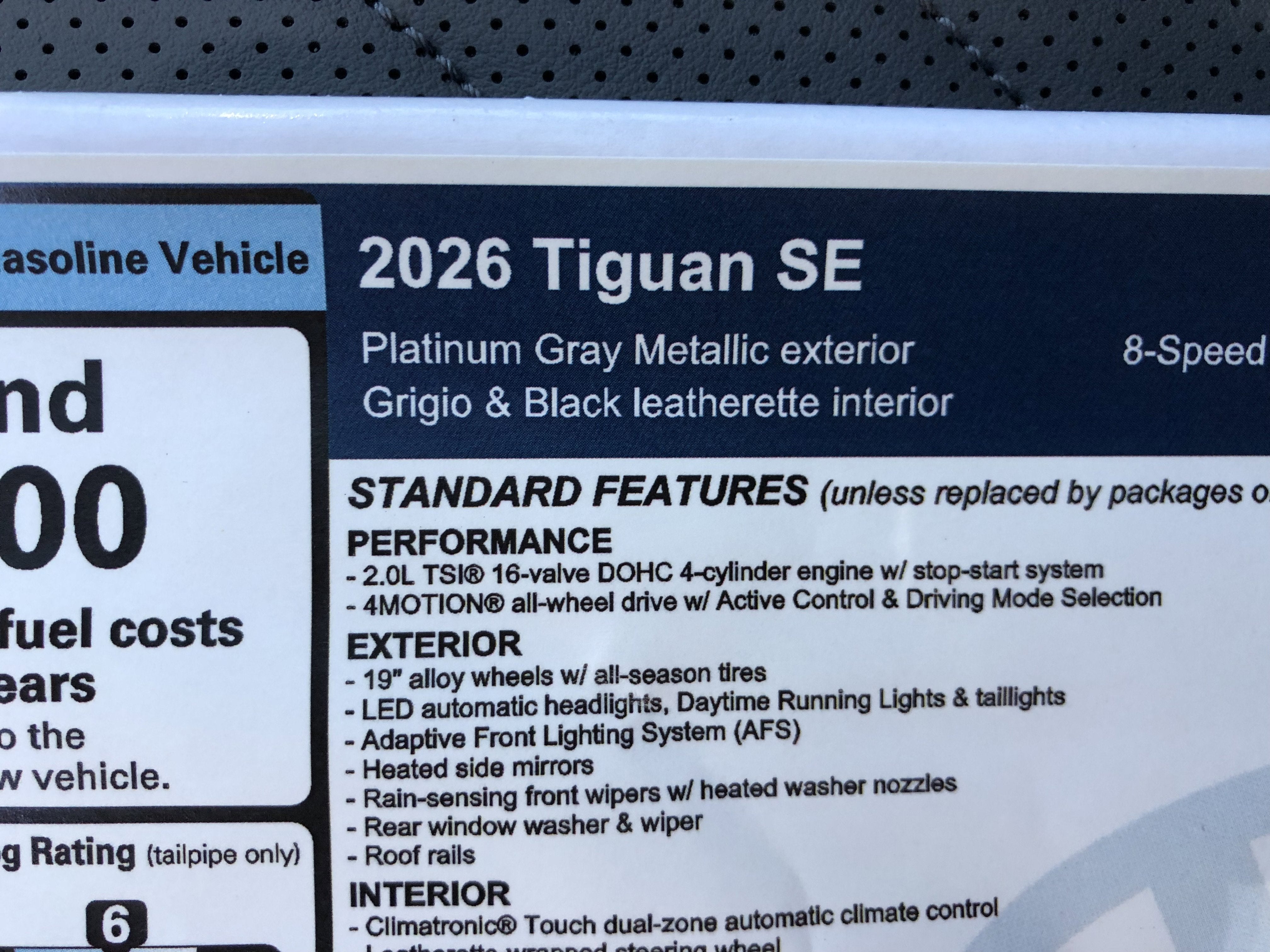 2026 Volkswagen Tiguan SE w/panoramic sunroof