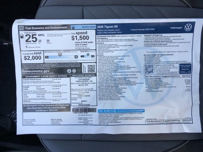 2026 Volkswagen Tiguan SE w/panoramic sunroof