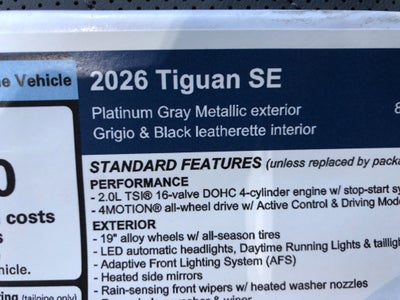 2026 Volkswagen Tiguan SE w/panoramic sunroof