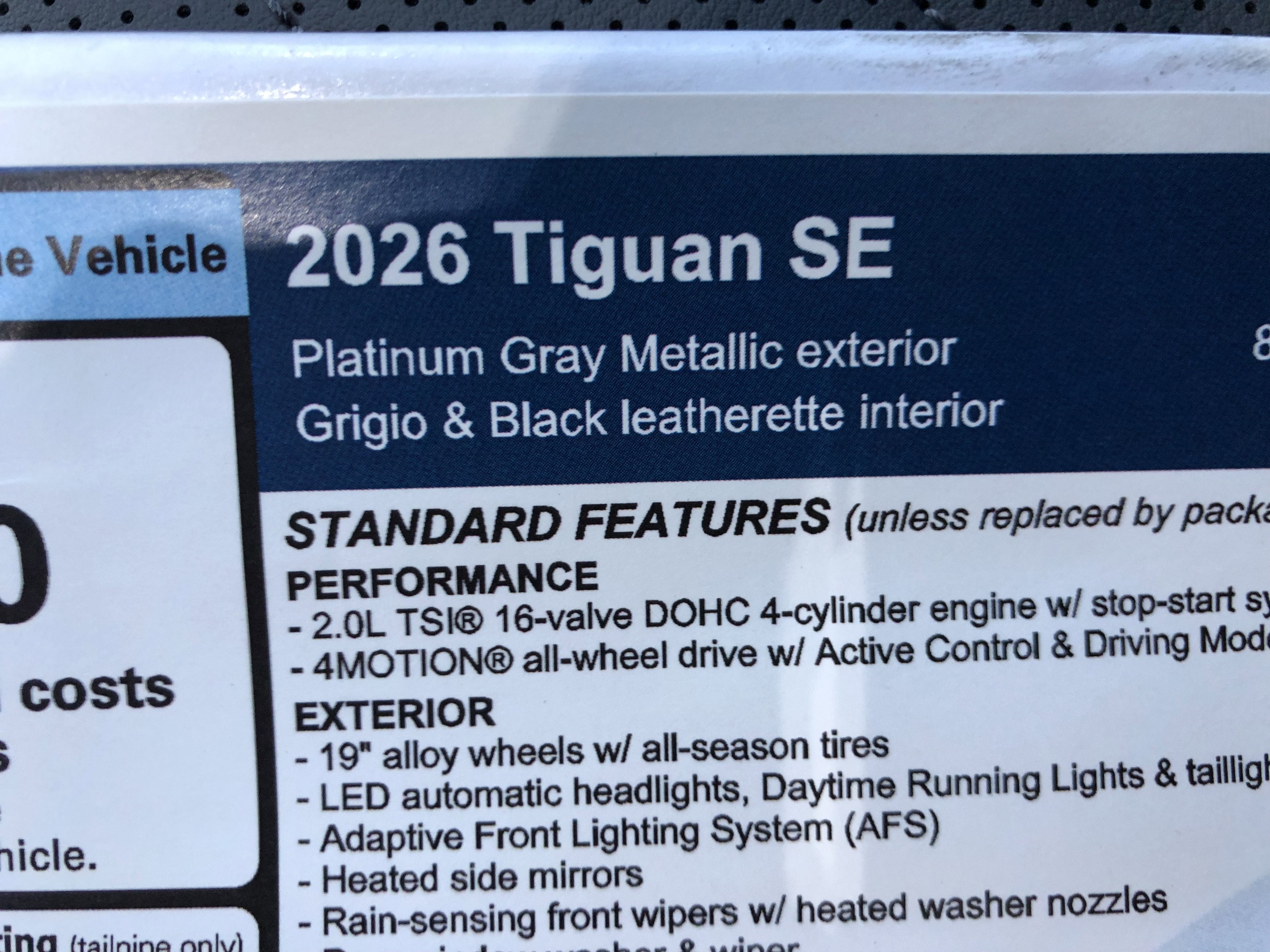 2026 Volkswagen Tiguan SE w/panoramic sunroof