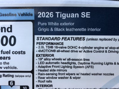2026 Volkswagen Tiguan SE w/panoramic sunroof