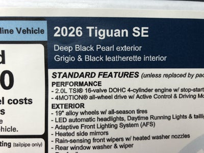2026 Volkswagen Tiguan SE w/panoramic sunroof