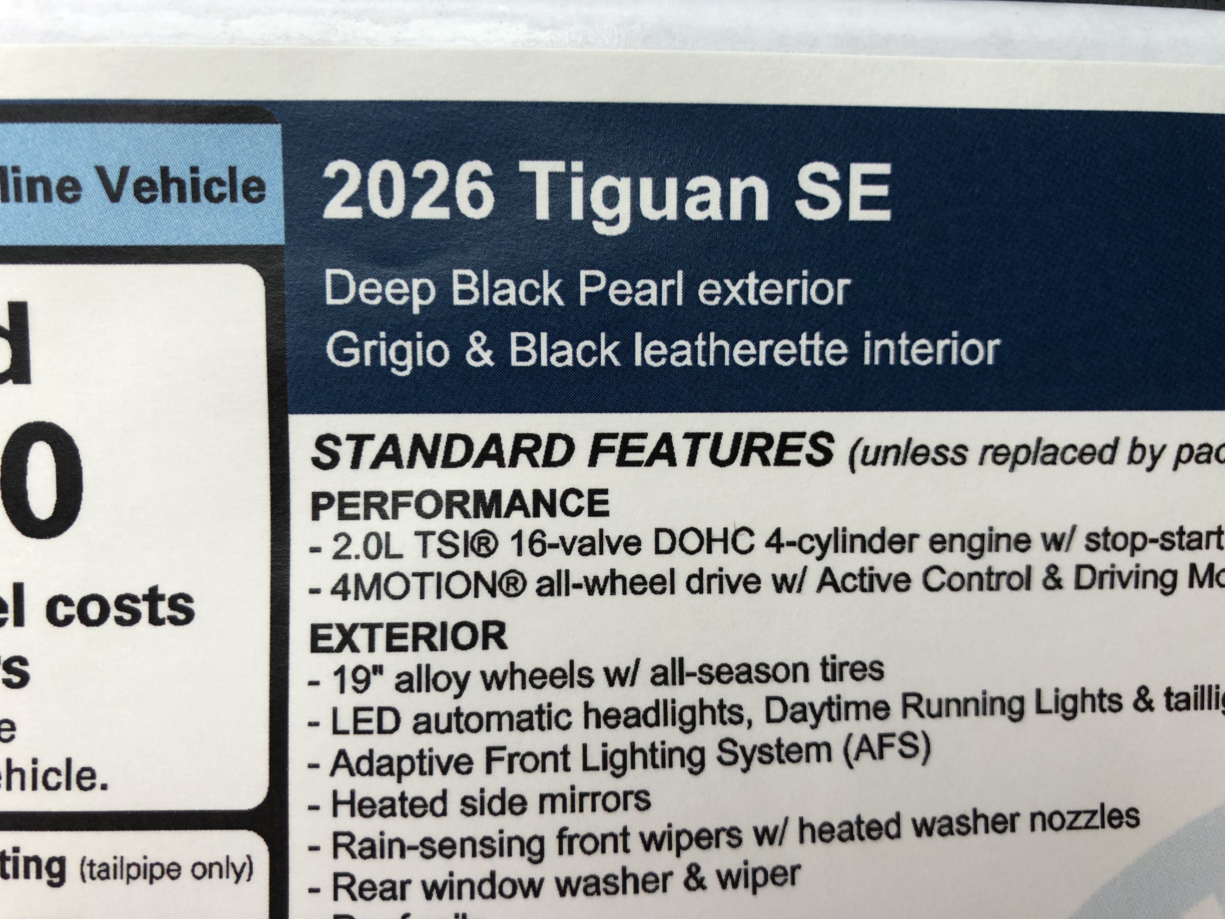 2026 Volkswagen Tiguan SE w/panoramic sunroof
