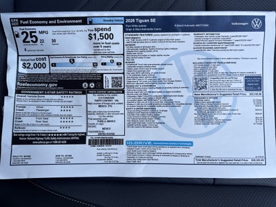 2026 Volkswagen Tiguan SE w/panoramic sunroof