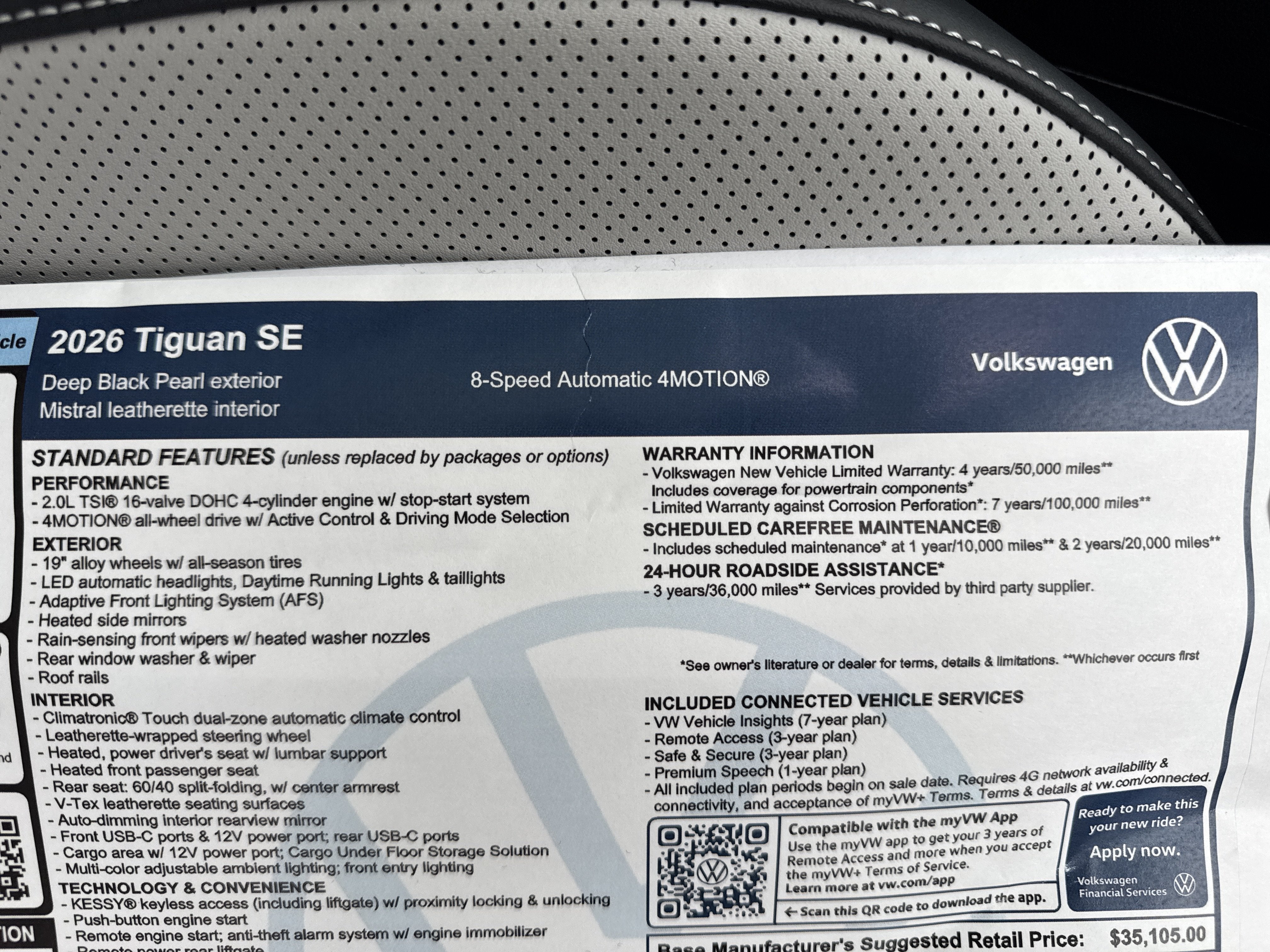 2026 Volkswagen Tiguan SE w/panoramic sunroof