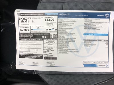 2026 Volkswagen Tiguan SE w/panoramic sunroof