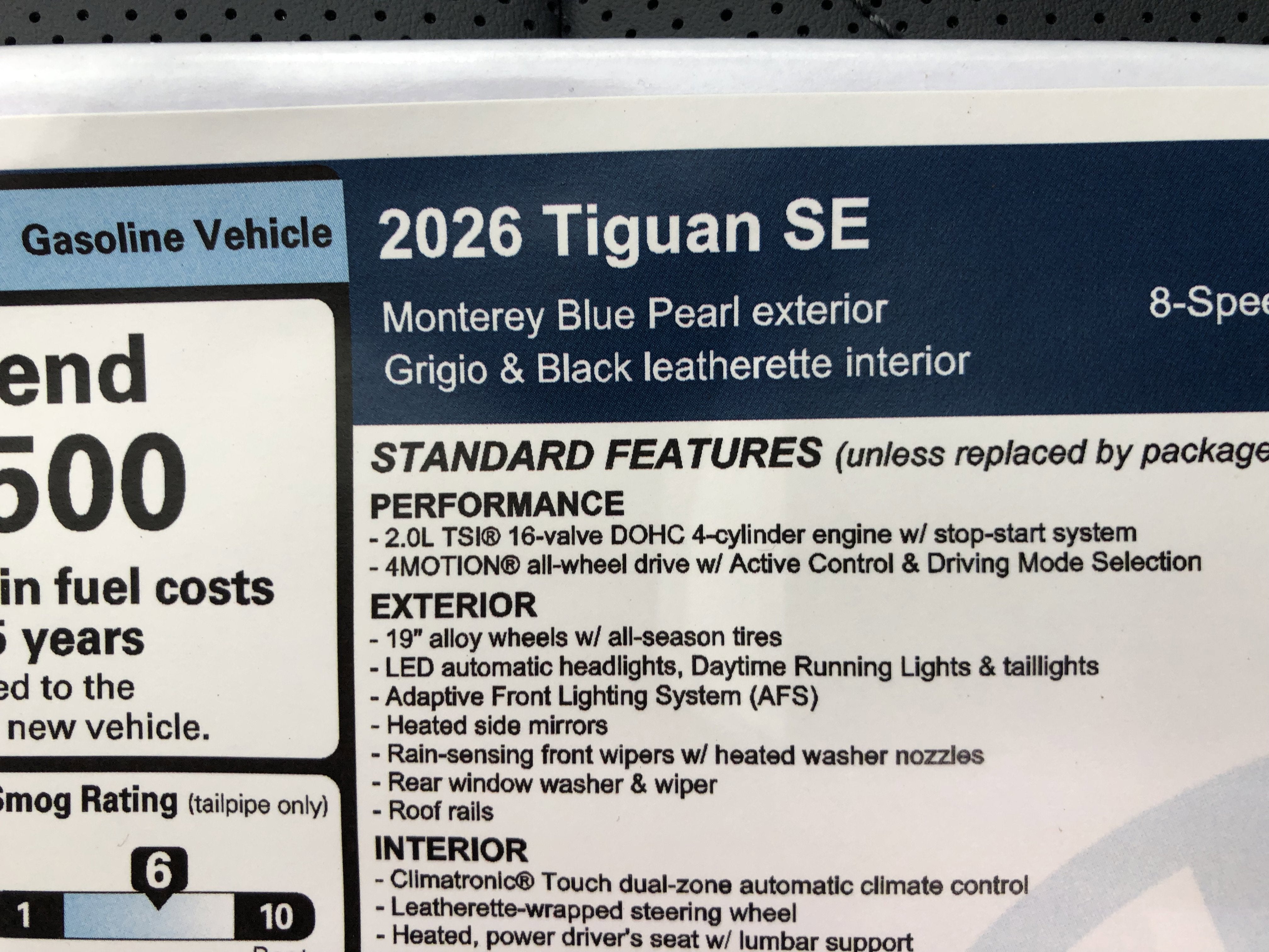 2026 Volkswagen Tiguan SE w/panoramic sunroof