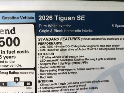 2026 Volkswagen Tiguan SE w/panoramic sunroof