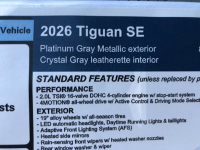 2026 Volkswagen Tiguan SE w/panoramic sunroof