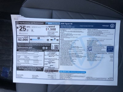 2026 Volkswagen Tiguan SE w/panoramic sunroof