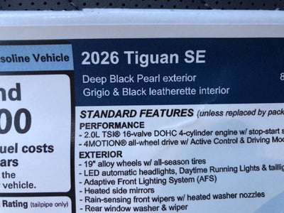 2026 Volkswagen Tiguan SE w/panoramic sunroof