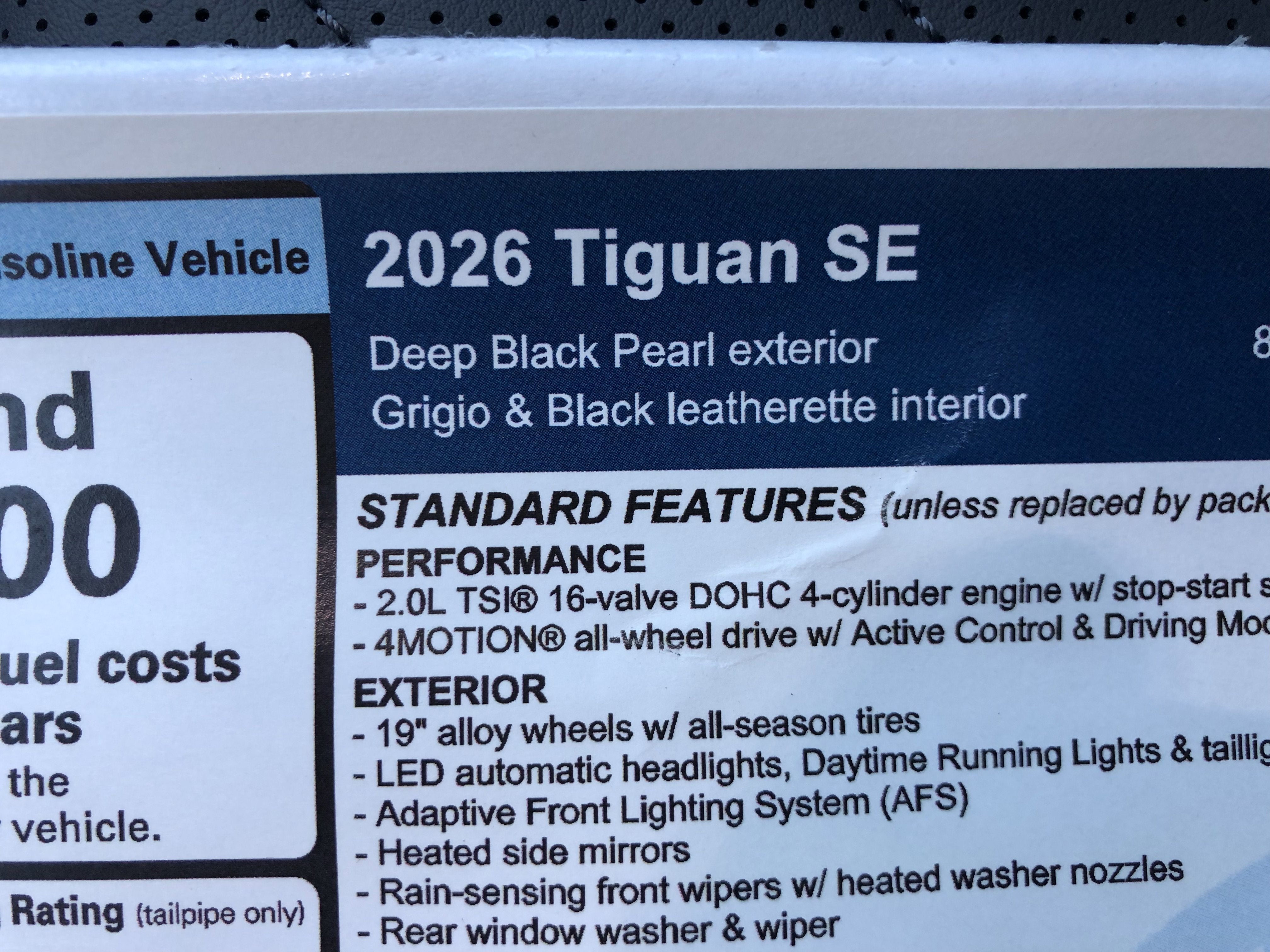 2026 Volkswagen Tiguan SE w/panoramic sunroof