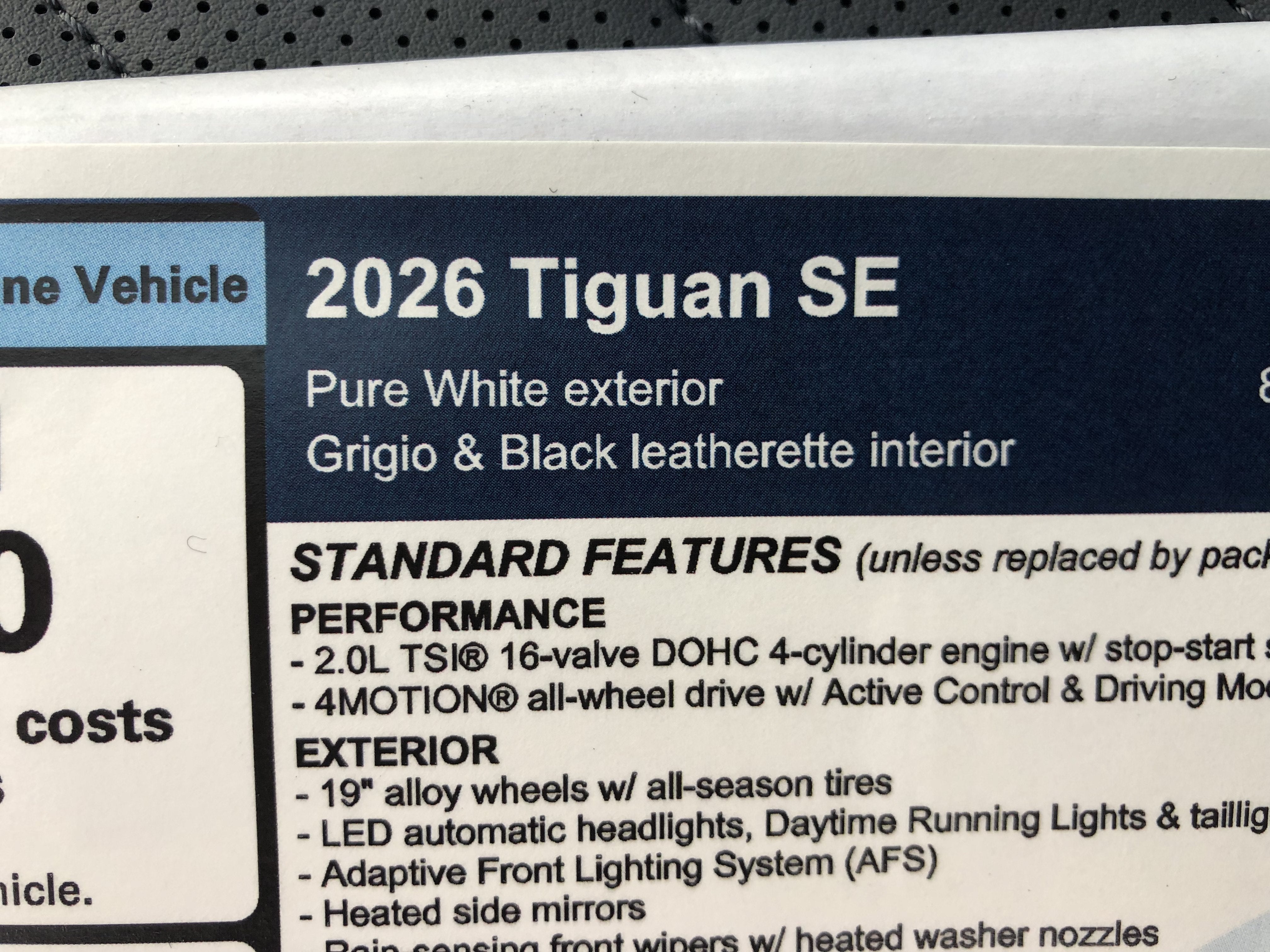 2026 Volkswagen Tiguan SE w/panoramic sunroof