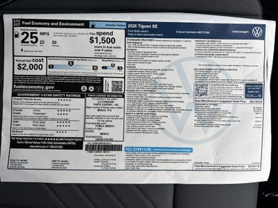 2026 Volkswagen Tiguan SE w/panoramic sunroof