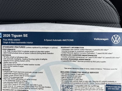 2026 Volkswagen Tiguan SE w/panoramic sunroof