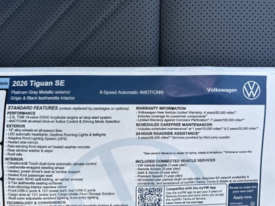 2026 Volkswagen Tiguan SE w/panoramic sunroof
