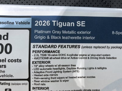 2026 Volkswagen Tiguan SE w/panoramic sunroof