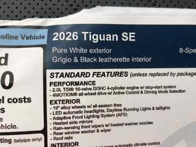 2026 Volkswagen Tiguan SE w/panoramic sunroof