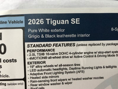 2026 Volkswagen Tiguan SE w/panoramic sunroof