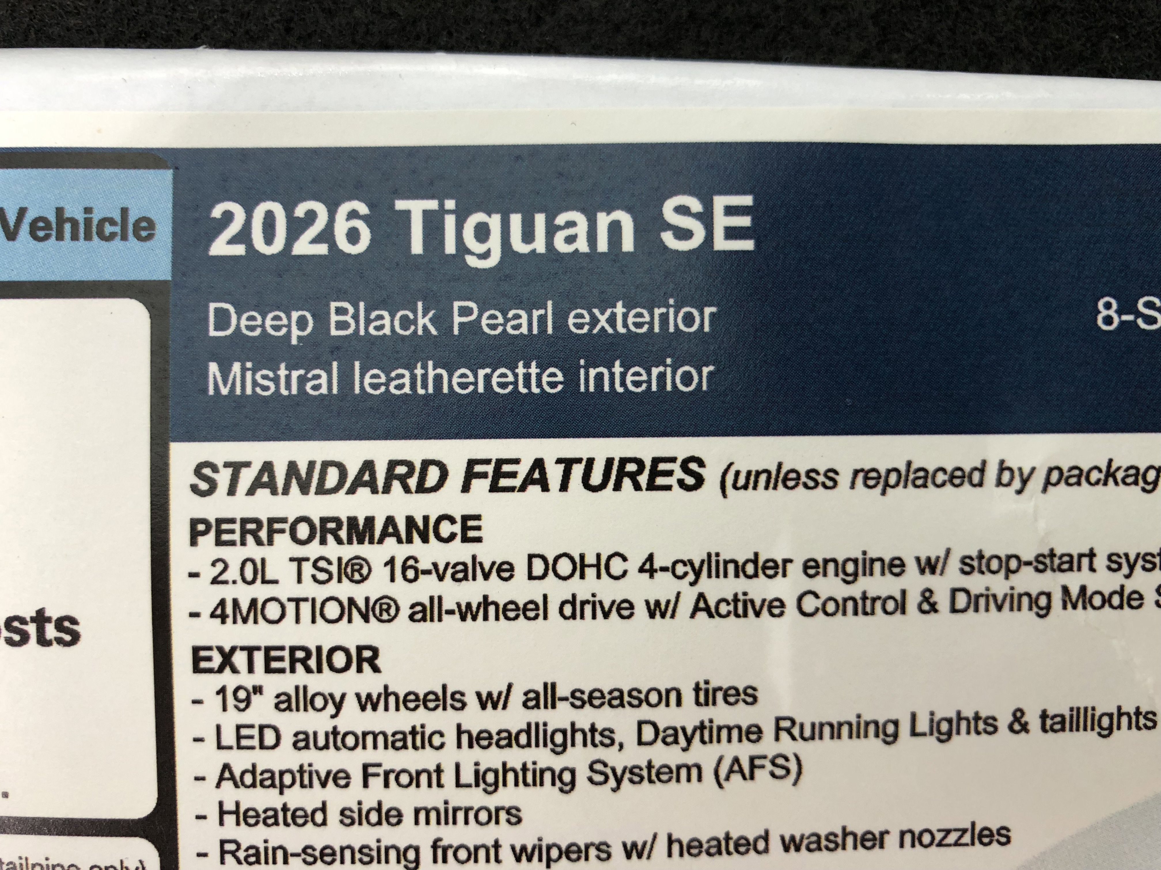 2026 Volkswagen Tiguan SE w/panoramic sunroof