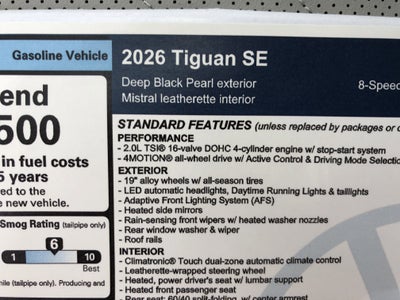 2026 Volkswagen Tiguan SE w/panoramic sunroof