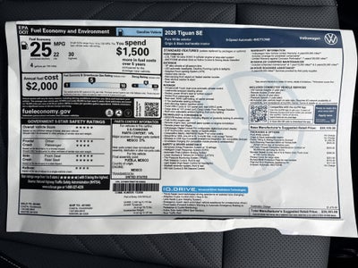 2026 Volkswagen Tiguan SE w/panoramic sunroof