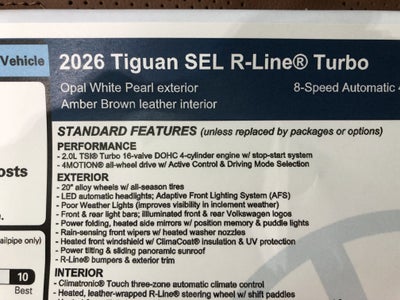 2026 Volkswagen Tiguan SEL R-Line Turbo