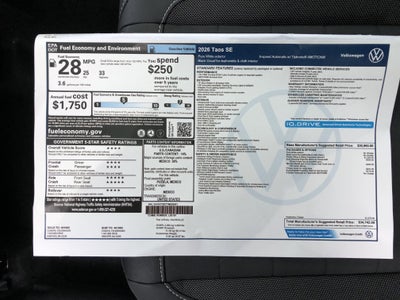 2026 Volkswagen Taos SE w/panoramic sunroof