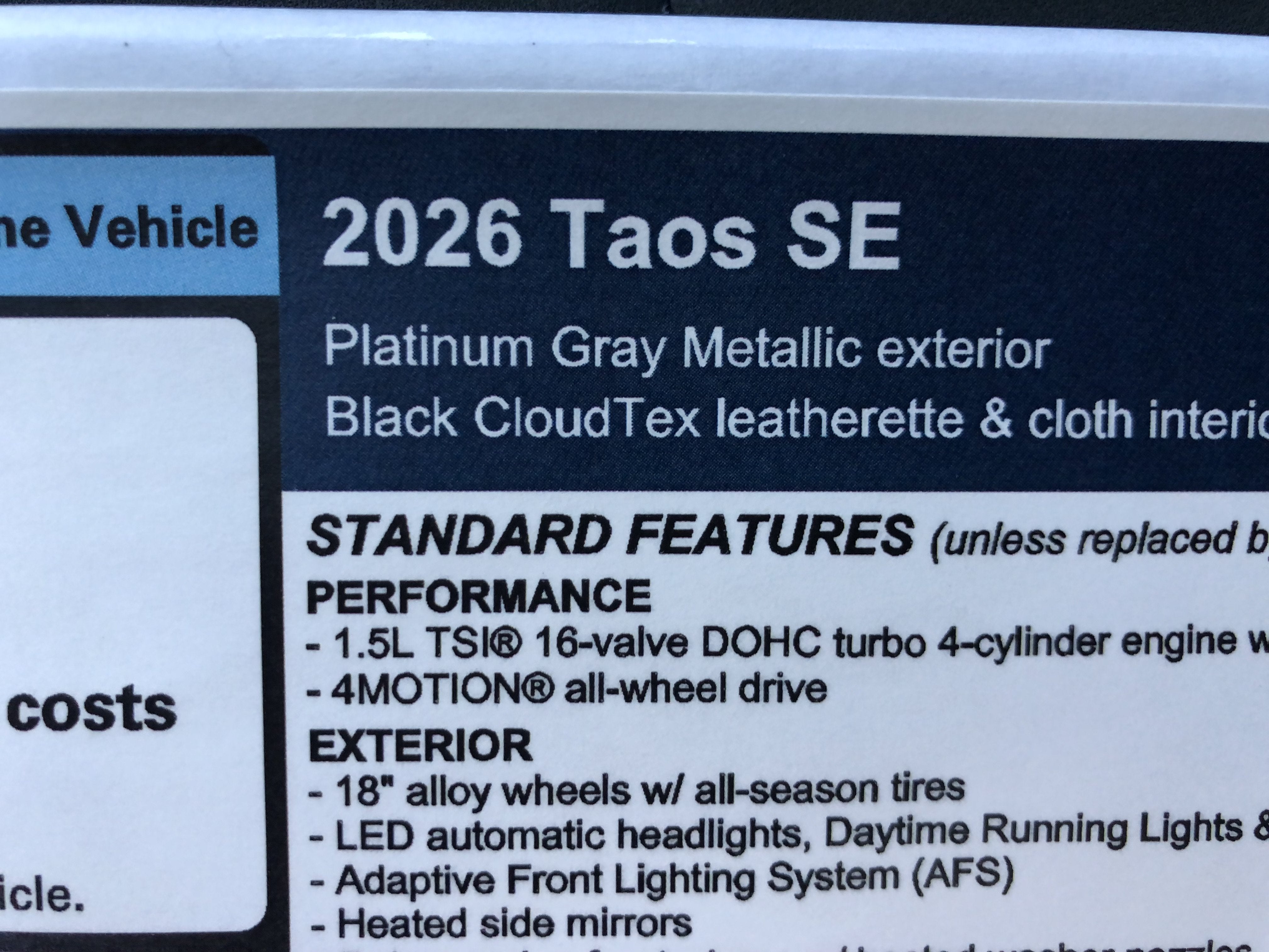 2026 Volkswagen Taos SE
